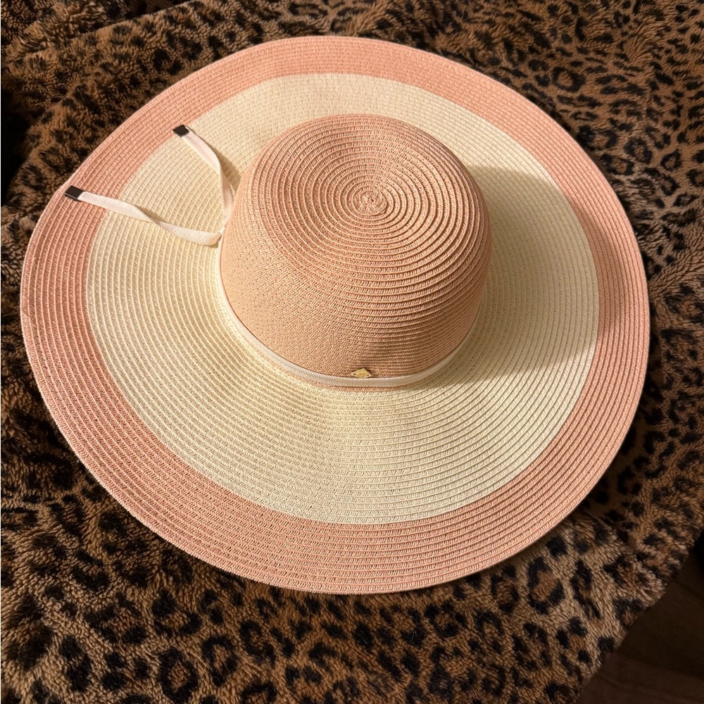 Elegant Pink and Cream Wide Brim Hat